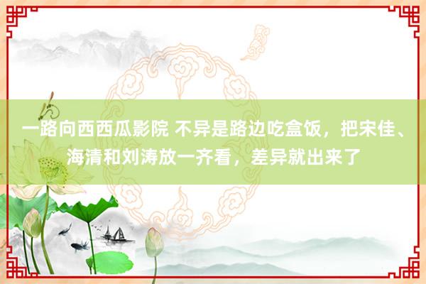 一路向西西瓜影院 不异是路边吃盒饭，把宋佳、海清和刘涛放一齐看，差异就出来了