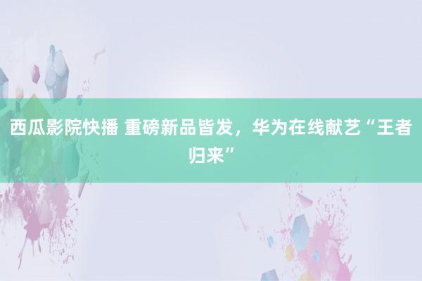 西瓜影院快播 重磅新品皆发，华为在线献艺“王者归来”