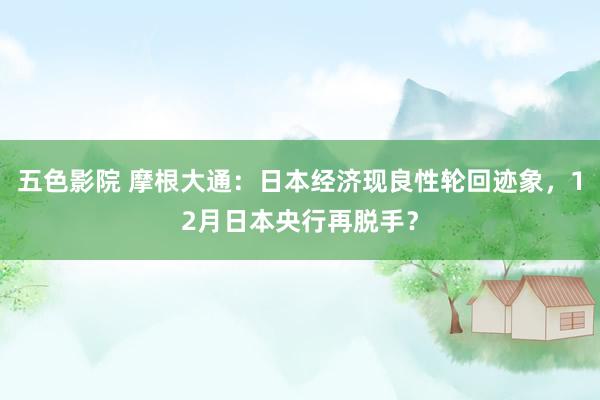 五色影院 摩根大通：日本经济现良性轮回迹象，12月日本央行再脱手？