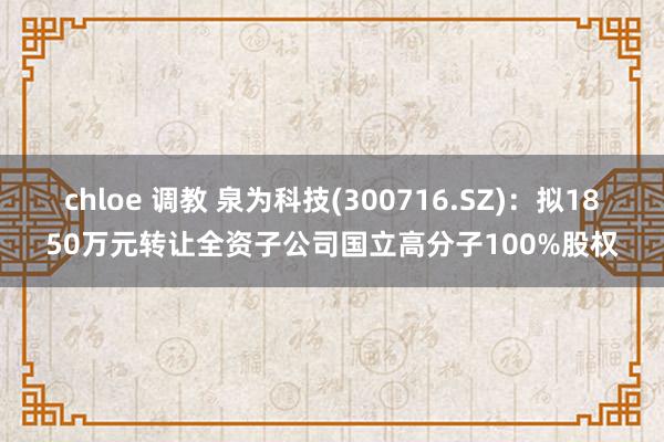 chloe 调教 泉为科技(300716.SZ)：拟1850万元转让全资子公司国立高分子100%股权