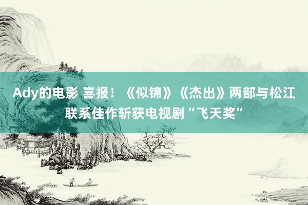 Ady的电影 喜报！《似锦》《杰出》两部与松江联系佳作斩获电视剧“飞天奖”