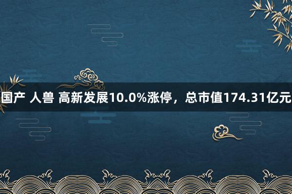 国产 人兽 高新发展10.0%涨停，总市值174.31亿元