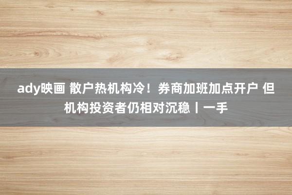 ady映画 散户热机构冷！券商加班加点开户 但机构投资者仍相对沉稳丨一手