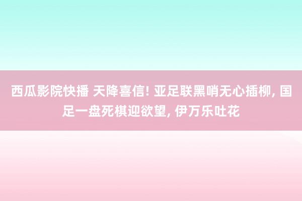 西瓜影院快播 天降喜信! 亚足联黑哨无心插柳， 国足一盘死棋迎欲望， 伊万乐吐花