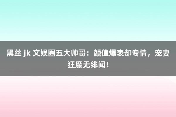 黑丝 jk 文娱圈五大帅哥：颜值爆表却专情，宠妻狂魔无绯闻！