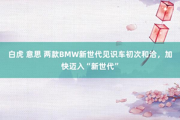 白虎 意思 两款BMW新世代见识车初次和洽，加快迈入“新世代”