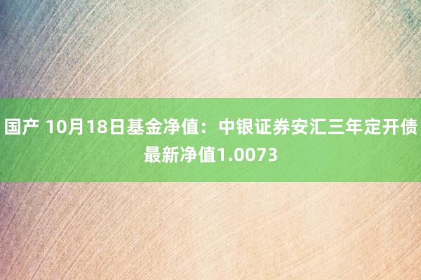 国产 10月18日基金净值：中银证券安汇三年定开债最新净值1.0073