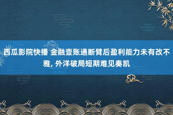 西瓜影院快播 金融壹账通断臂后盈利能力未有改不雅， 外洋破局短期难见奏凯