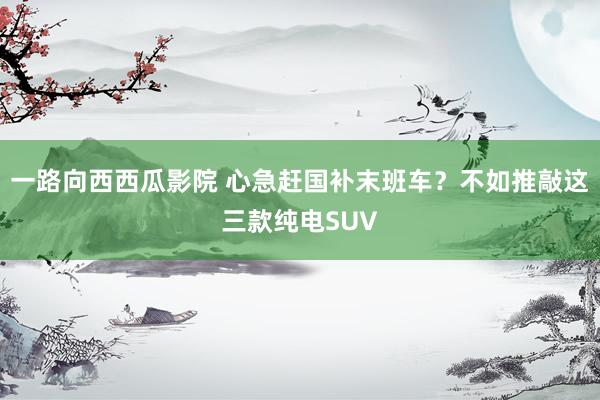 一路向西西瓜影院 心急赶国补末班车？不如推敲这三款纯电SUV