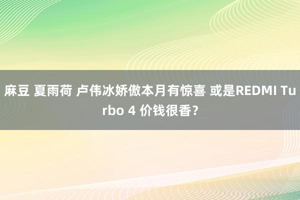 麻豆 夏雨荷 卢伟冰娇傲本月有惊喜 或是REDMI Turbo 4 价钱很香？