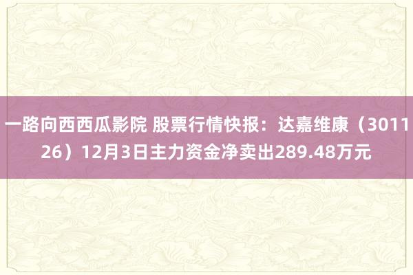 一路向西西瓜影院 股票行情快报：达嘉维康（301126）12月3日主力资金净卖出289.48万元