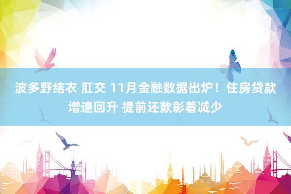 波多野结衣 肛交 11月金融数据出炉！住房贷款增速回升 提前还款彰着减少