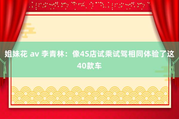 姐妹花 av 李青林：像4S店试乘试驾相同体验了这40款车