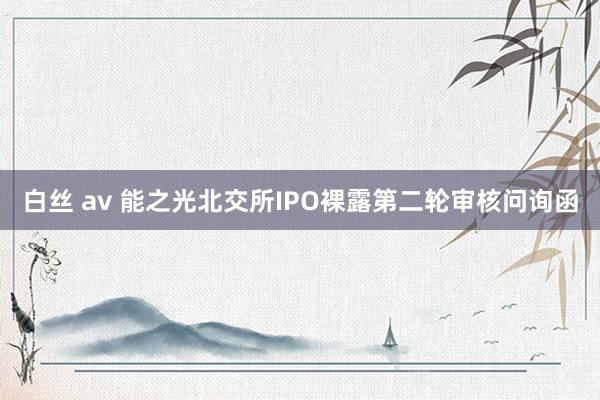 白丝 av 能之光北交所IPO裸露第二轮审核问询函