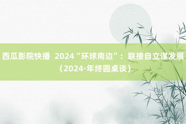 西瓜影院快播  2024“环球南边”：联接自立谋发展（2024·年终圆桌谈）