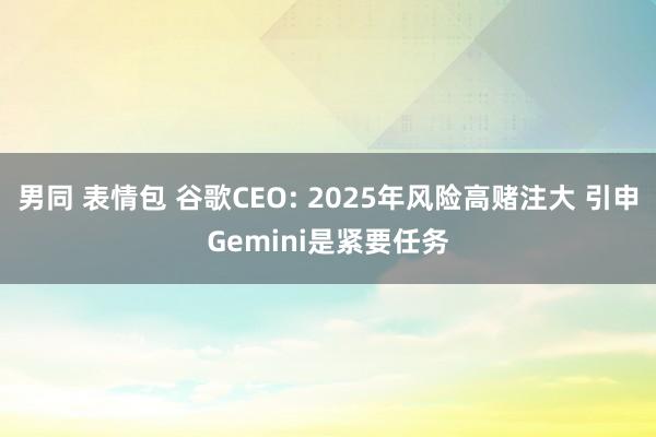 男同 表情包 谷歌CEO: 2025年风险高赌注大 引申Gemini是紧要任务