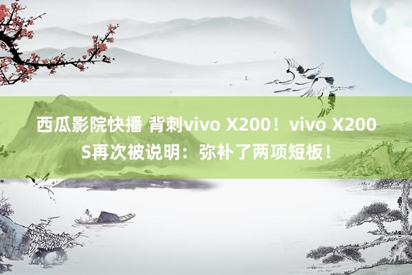 西瓜影院快播 背刺vivo X200！vivo X200S再次被说明：弥补了两项短板！