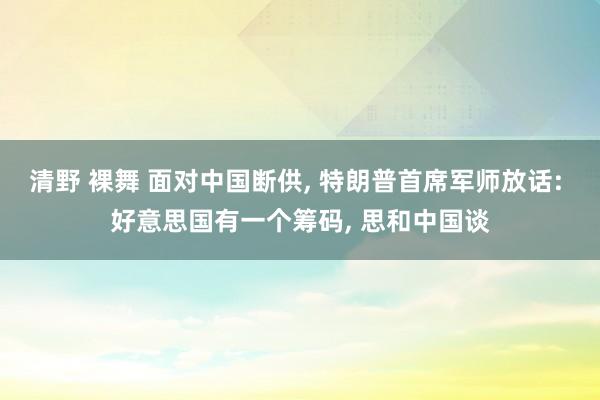 清野 裸舞 面对中国断供， 特朗普首席军师放话: 好意思国有一个筹码， 思和中国谈