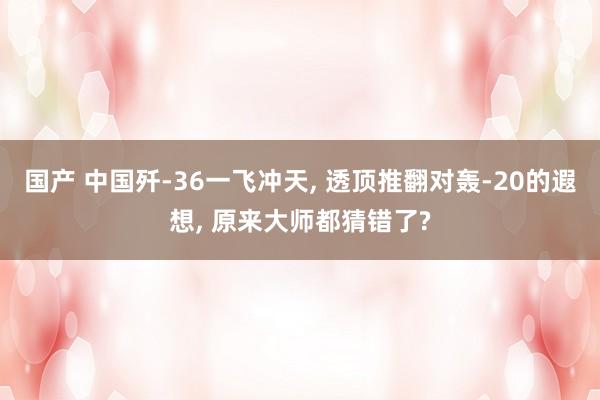 国产 中国歼-36一飞冲天， 透顶推翻对轰-20的遐想， 原来大师都猜错了?