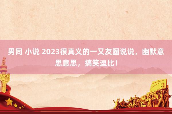 男同 小说 2023很真义的一又友圈说说，幽默意思意思，搞笑逗比！