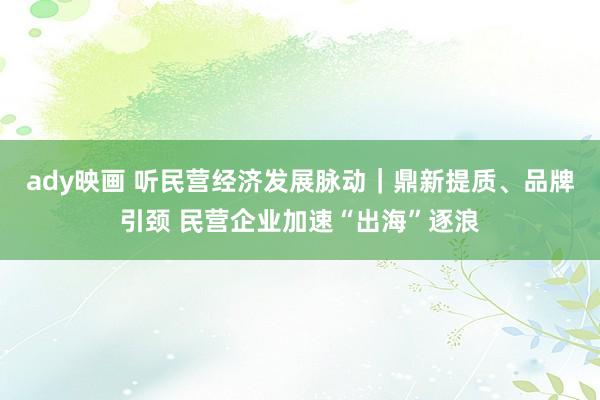 ady映画 听民营经济发展脉动｜鼎新提质、品牌引颈 民营企业加速“出海”逐浪